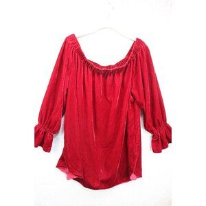 Gibson & Latimer Burgundy Velvet Off the Shoulders Tunic-Size XL-Washable
